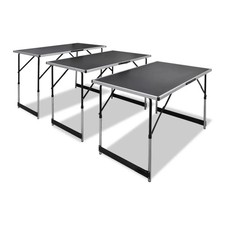 Pasting Table 3pcs Foldable Height Adj MDF/Aluminium/Iron Black 100x60cm 3pcSet