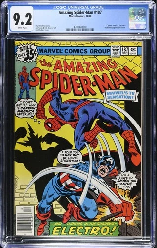 Amazing Spider-Man #187 CGC 9.2 1978 Captain America, Electro ,Dum Dum Dugan app