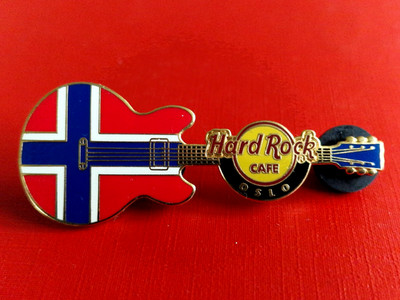 HRC Hard Rock Cafe Oslo Flag Norwegian Gibson ES Guitar LE500