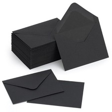 100 Pack 4 x 2.75" Mini Envelopes 120GSM Black Gift Card Envelopes Bulk Small...