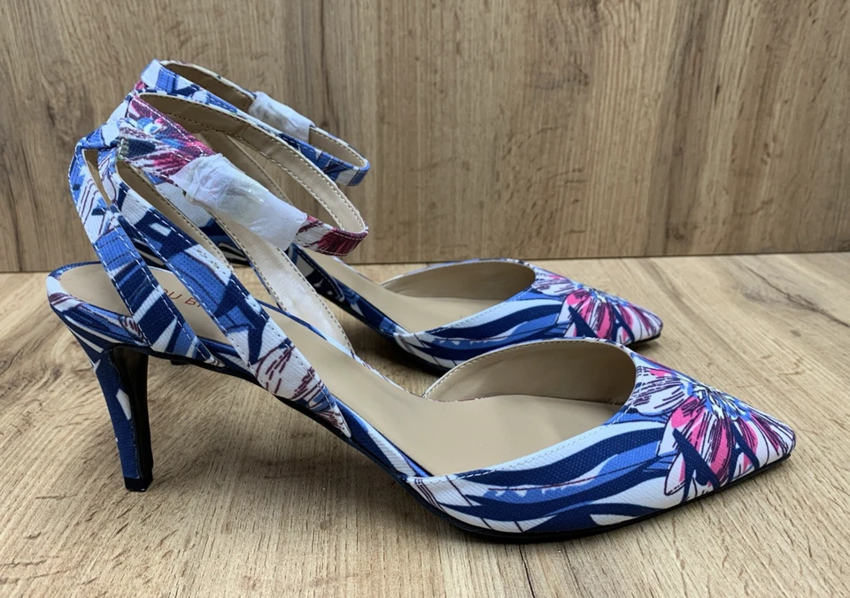 Bisou Bisou Womens Flora Floral Print 3 Inch Heels Pointy Toe Slingback Size 11M - Image 2 of 4