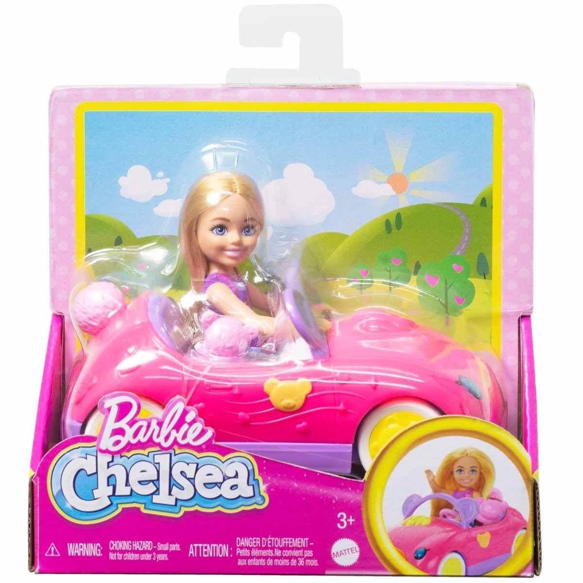 Barbie Chelsea Doll Teddy Bear Convertible Car Playset Toy for Kids 3 Years Old