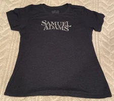 Samuel Adams Distressed Shirt Womens XL Blue Short Sleeve Poly/Cotton