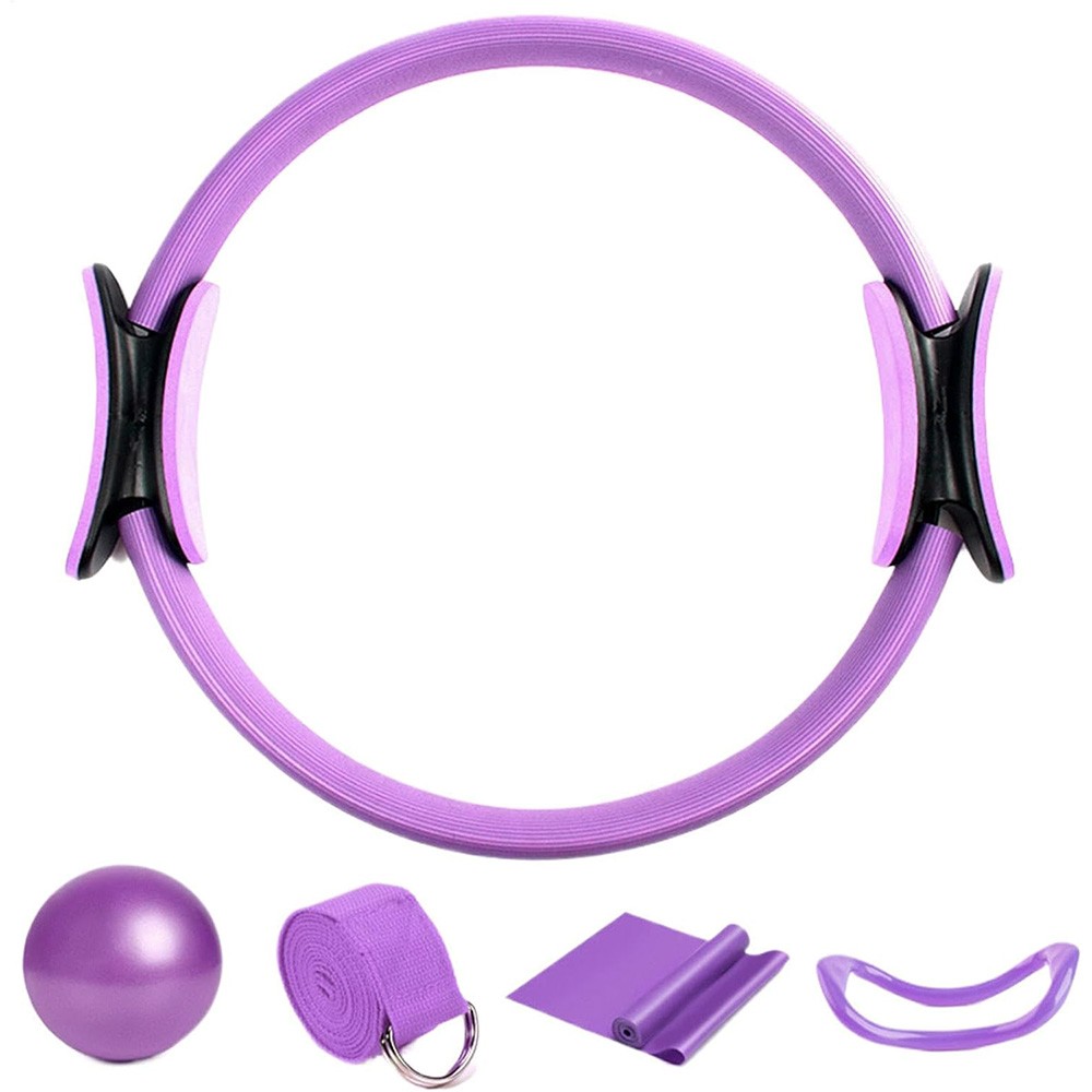 Pilates Set 5-tlg mit Magic Circle Yoga Ball Gymnastikband Heimtraining Fitness