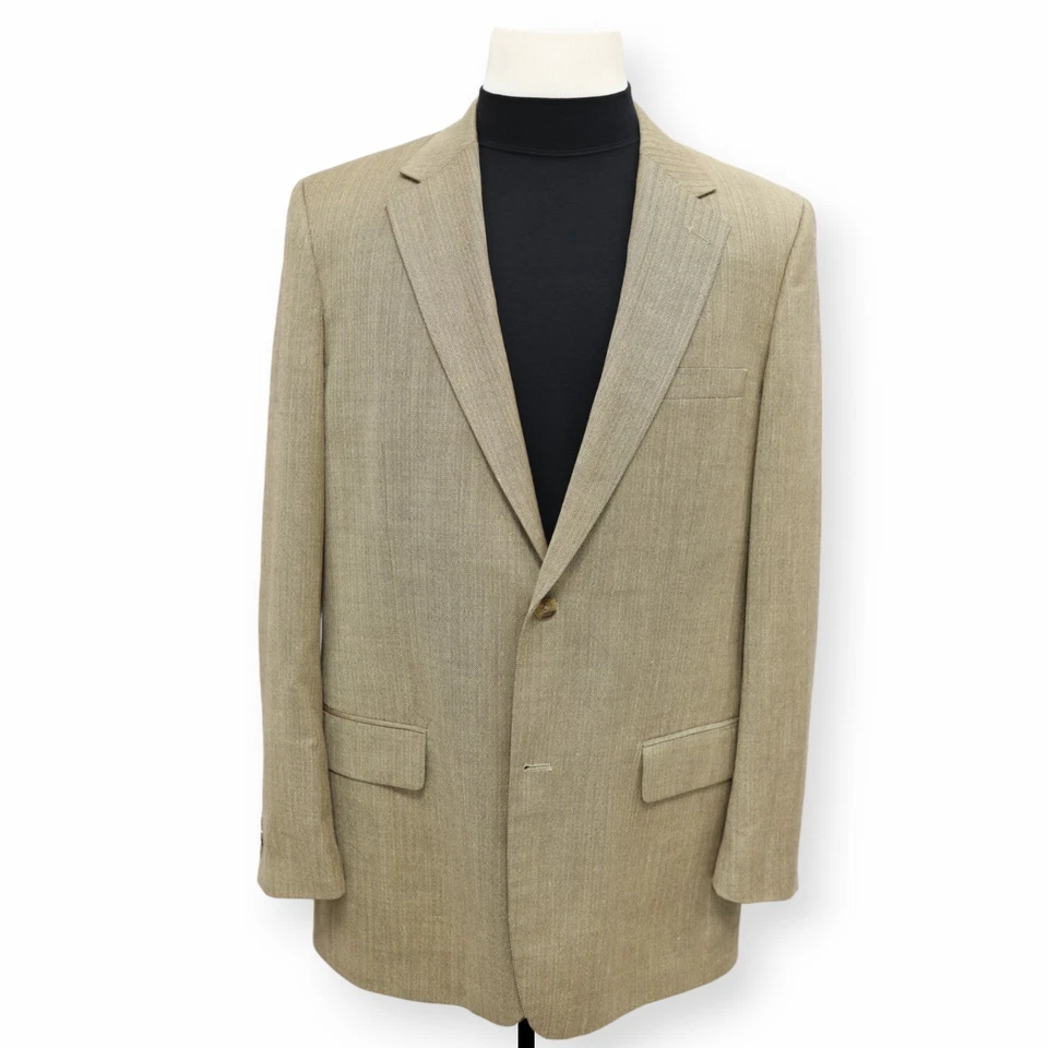 CLUB ROOM mens tan beige HERRINGBONE sport coat suit jacket blazer 42 L - Image 2 of 4
