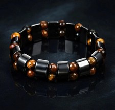 Men's Tiger Eye Pearl Jewelry Bracelet 6mm Stainless Steel -