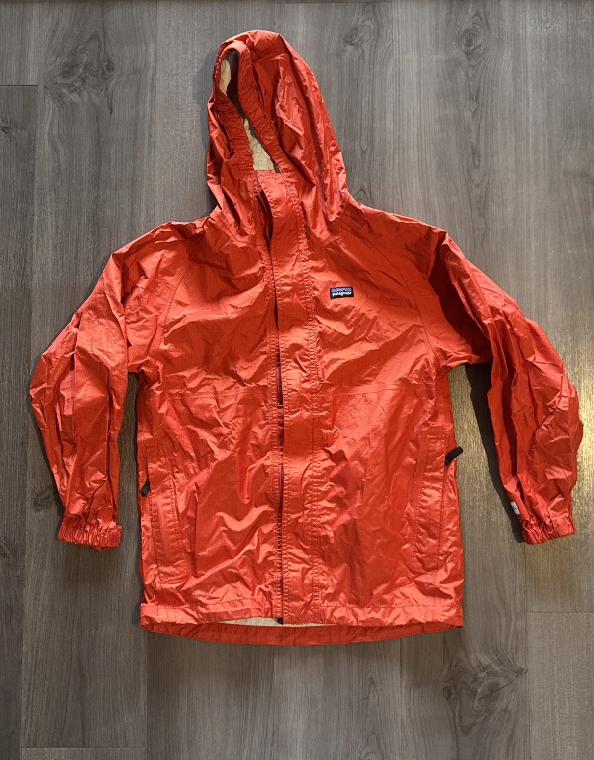 Patagonia Torrentshell Rain Jacket Kids L/12 Orange Waterproof H2No Hooded