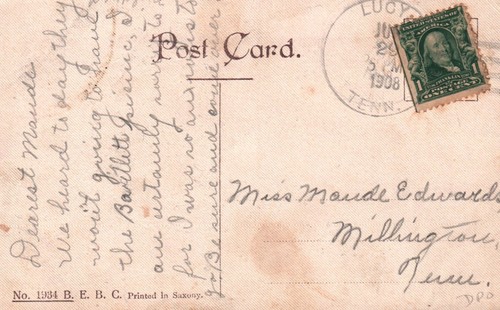 Alte Postkarte - 1908 "Beste Wünsche" mit Rosenkunst - Bild 2 von 2