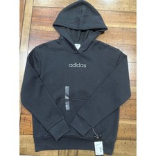 Adidas Boys Essentials Linear Fleece Hoodie Black Pullover Size M 10/12