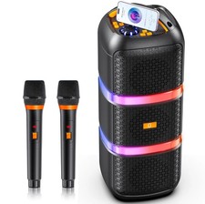 Portable Bluetooth Speaker Sub woofer Heavy Bass Sound System Party 2 Microphone
