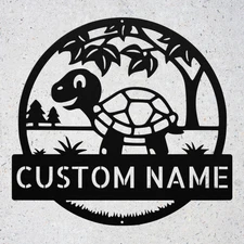 Personalized Tortoise Metal Sign Custom Name Wall Decor Gift for Animal Lovers