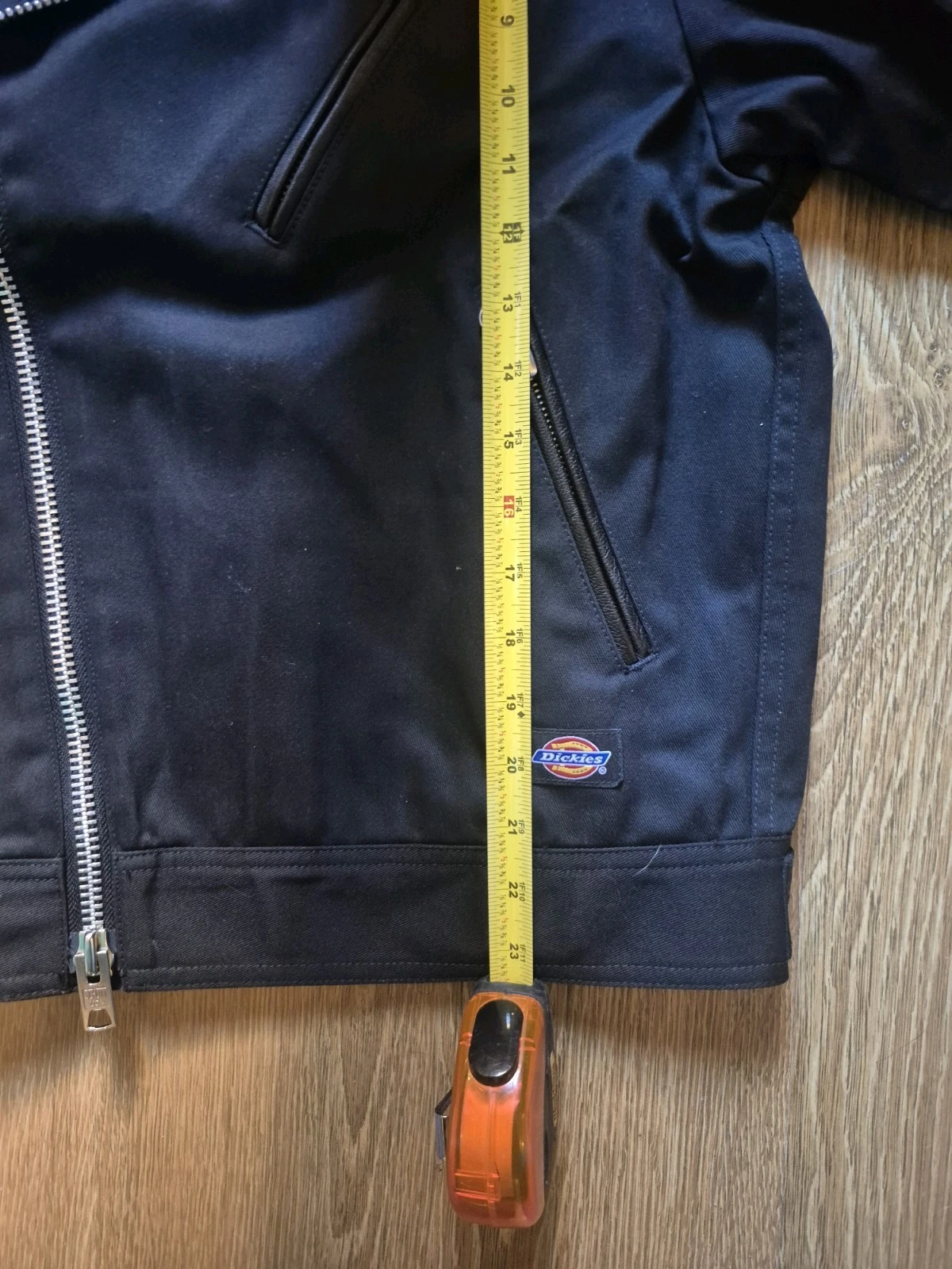 Schott Dickies Men's Black Motorcycle Jacket M Zip Point Collar Canvas - product detail image 7