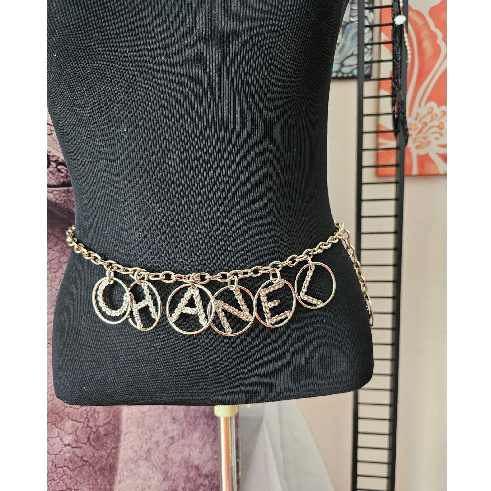 CHANEL Interlocking CC Logos Charm Rhinestone Gol… - image 3