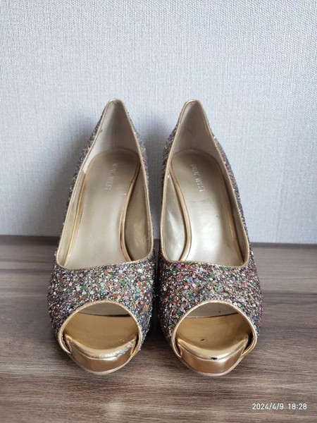 Women Nine West Heels Gold 38 #BE8Q