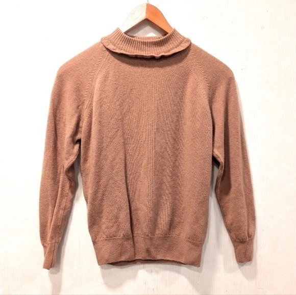 Endinburgh Woolen Mill Lambswool 100% Pure New Wool Tan Turtleneck Sweater