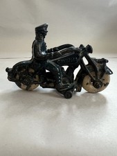 Antique Hubley 1930 s Champion Cast Iron Police Motorcycle Toy Blue