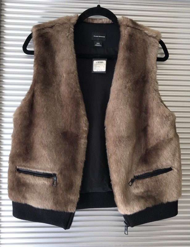 Club Monaco Faux Fur Vest Camel M