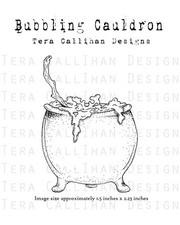 Halloween cauldron cling rubber stamp wicca pagan Bos witchy witch magic Spell