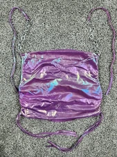 Holographic Tube Top Cropped Cutout Tank Backless Womens Size Large Purple