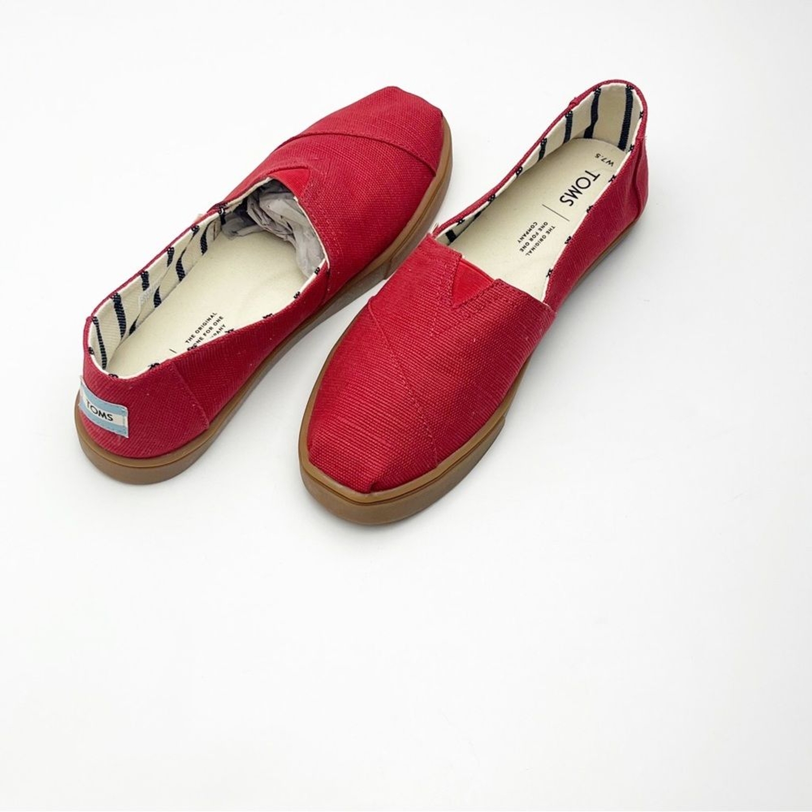 SAOLA Scarpe slip on TOMS rosso marrone suola taglia 7 5