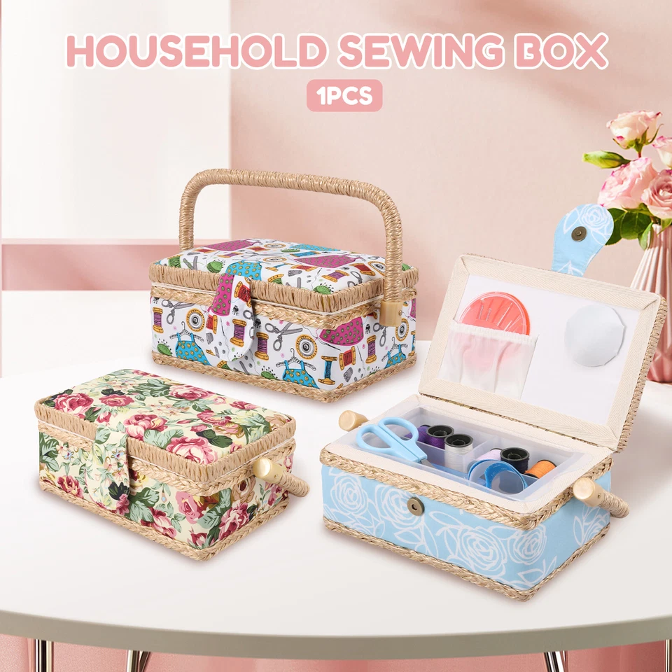 Small Sewing Basket Large Capacity Sturdy Accessories Tray Pin Storage Box - image 3 of 4