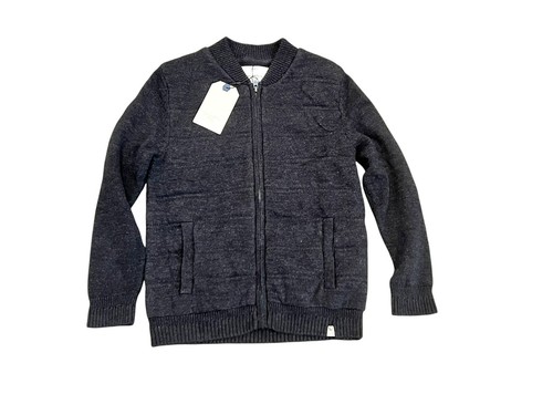 ZARA KIDS 9 ZIP FRONT KNIT CARDIGAN BOMBER JACKET GRAY COTTON NWT 6350/761 - Picture 2 of 6