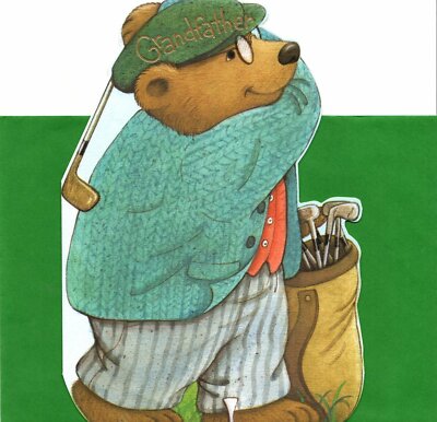 Happy Birthday Grandpa Bear Golfer Golf Golfing Swing Theme Greeting Card