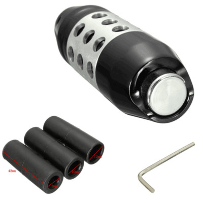 1Pc Black Aluminum Car Automatic Gear Stick Shift Knob Shifter Lever With Button