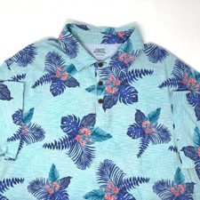 IZOD Saltwater Teal Tropical Relaxed Classic Mens Short Sleeve Polo Shirt Sz XL