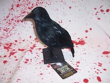 Realistic Life Size 9" Tall Black Feathered Crow Raven Halloween Fall Prop NEW