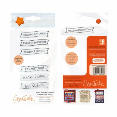TONIC STUDIOS INVITE BANNER  Clear Acrylic 6 Stamps 1500e WEDDING PARTY
