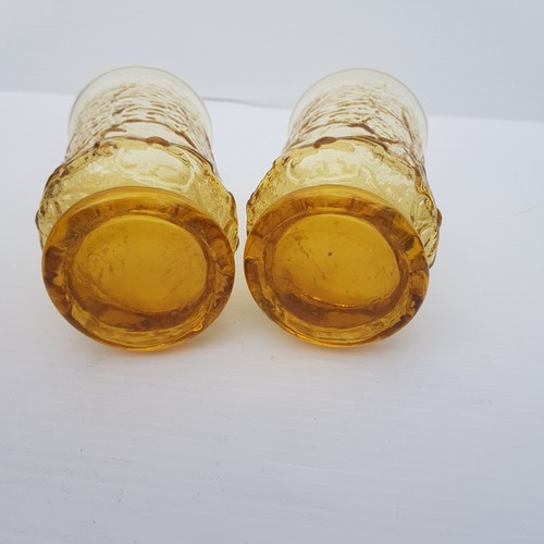 Vintage Amber Anchor Hocking Rainflower Flat Tumbler Drinking Glasses Set of 2 - Picture 8 of 8