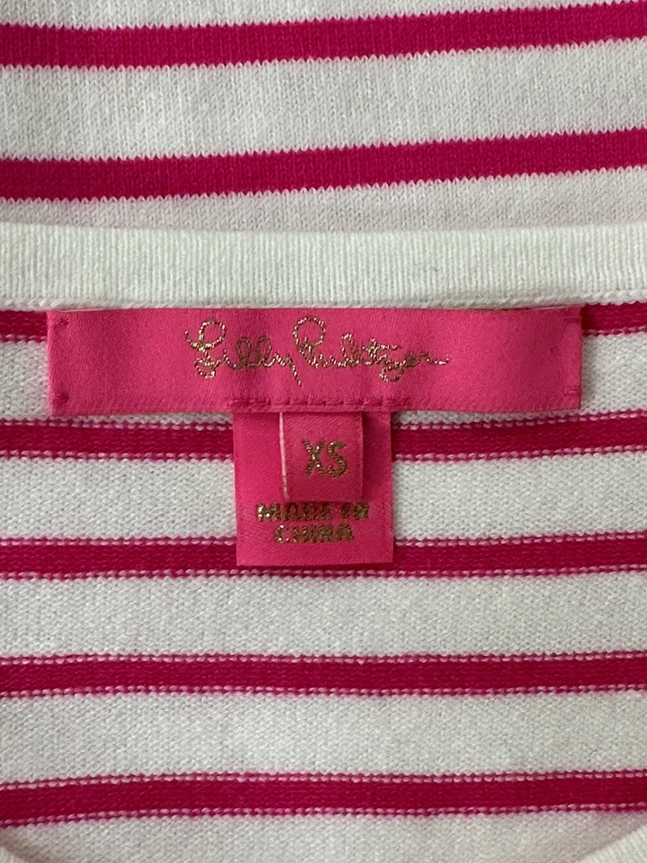 Lilly Pulitzer Pink Ruth Striped Ruffle Sweater Women’s Size XS - Image 4 of 4