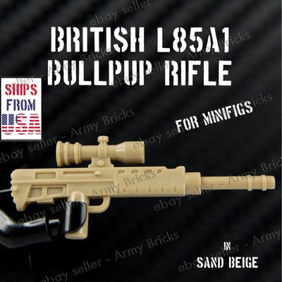 British L85A1 Bullpup Rifle for Minifigs CUSTOM TOY Brick   Sand Beige