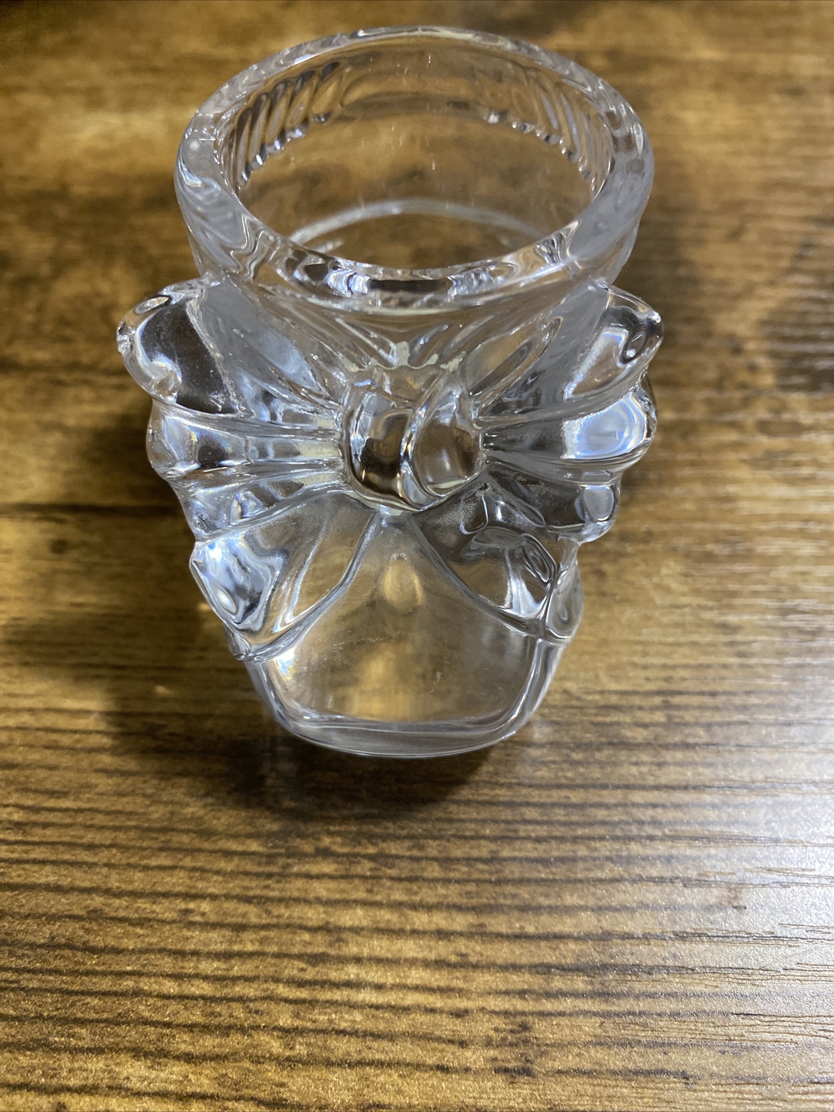 Elegant Crystal Glass Candle Holder Victorian Shoe with Bow