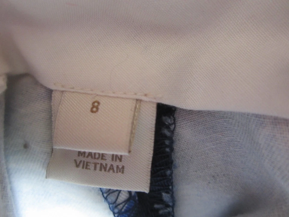 Pantalones Cortos J Crew Mujer 8 Azul Marino Rojo Blanco Floral Frente Plano 100% Algodón M Foto 4 de 4