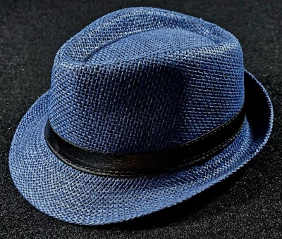 Fedora hat for men, Blue With Black Striped Hat Size Small