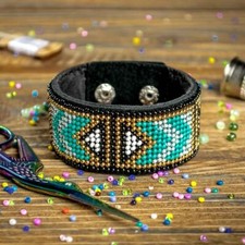 DIY Bead embroidery kit on artificial leather Bracelet