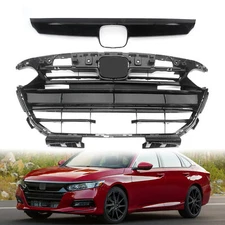 Front Upper Lower Bumper Grill With Black Trim For 2021 2022 2023 Honda Accord