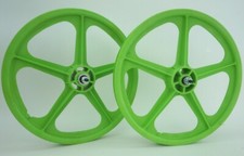 Skyway Bmx 20 Tuff Wheels Green Retro New Wheelset Sealed Bearings 38 Axle