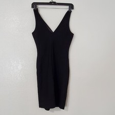 Soprano Dress Women's S V-Neck Sleeveless Knee Length Little Black Dress Rayon