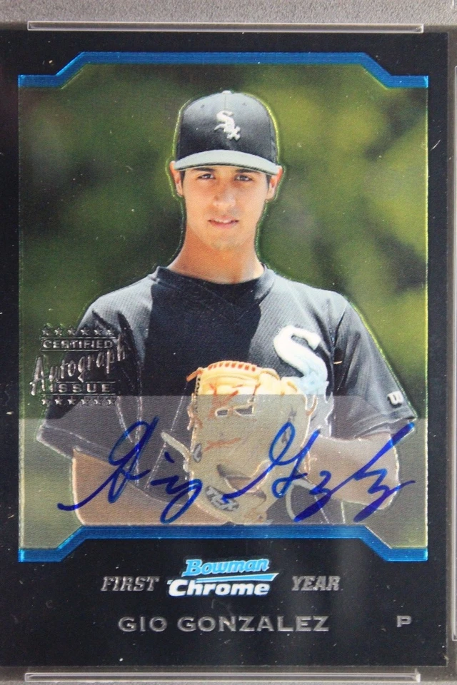 Autógrafo de novato Gio González 2004 Bowman cromo #175 selecciones de draft PSA 9 Foto 3 de 3