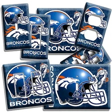 DENVER BRONCOS FOOTBALL TEAM LIGHT SWITCH OUTLET WALL PLATES MAN CAVE SPORT ROOM