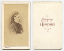 LADY W/ LONG CURLS, CDV STUDIO PORTRAIT BY BRANDSEPH, STUTTGART, GERMANY