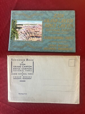 Vtg. Souvenir Booklet Zion Grand Bryce Canyons Etc. w/Org. Mailer--Free Ship