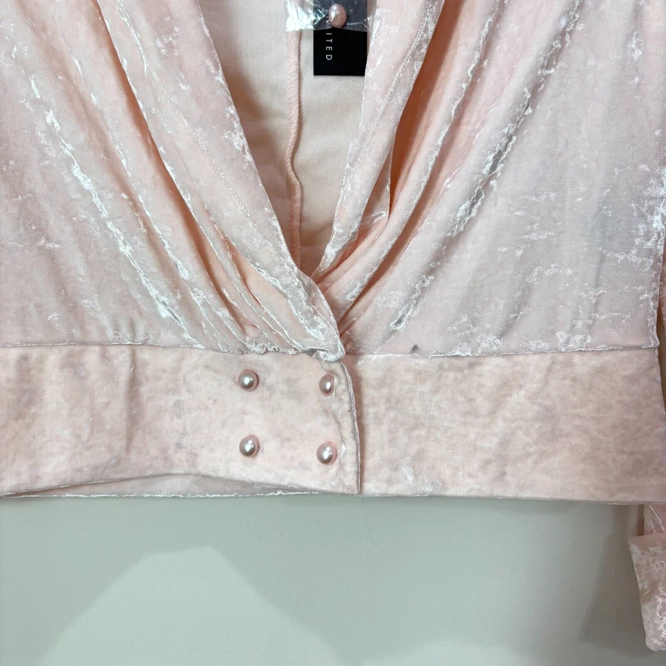 Y2K ограниченного новый с Ярлыками пастель розовый измельченный бархат укороченный Болеро куртка M Paris Hilton - Изображение 3 из 4