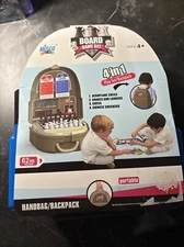 Misco Toys Board Game Set✅4in1 Chess Portable Play Set Backpack✅62 Pcs✅NEW🔵BLUE