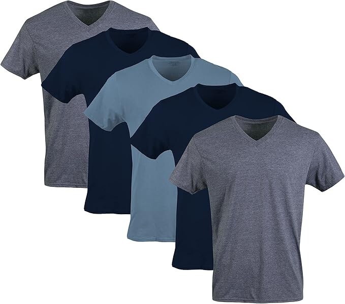 Gildan Adult Men's Short Sleeve V-Neck Assorted Color T-Shirt, 5-Pack ...