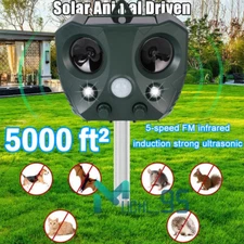 Ultrasonic Animal Repeller Solar Power Bird Dog Cat Skunk Deer Raccoon Repellent