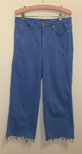 Judy Blue Crop Frayed Jeans Size 11/30 Garment Dyed Blue High Waist Stretch